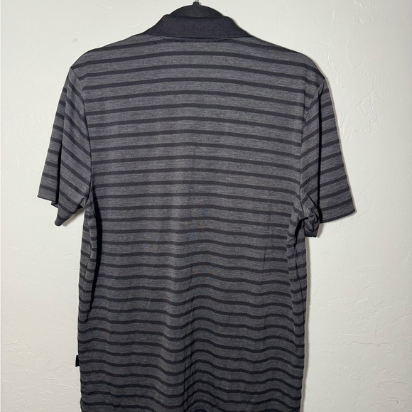 Perry Ellis Polo Shirt Mens Medium Black And Gray Striped Short Sleeve - Picture 4 of 4